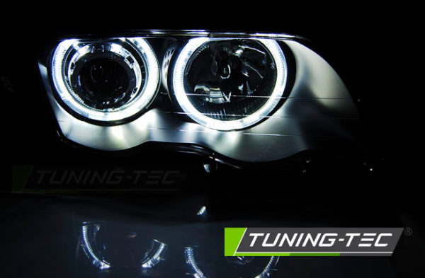 Scheinwerfer LED Angel Eyes für BMW 3er E46 Limo Touring Bj. 98-01 Schwarz