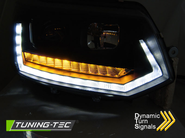Scheinwerfer DRL LED Tagfahrlicht für VW T5 GP Facelift Bj. 10-15 Schwarz mit dynamischem LED Blinke