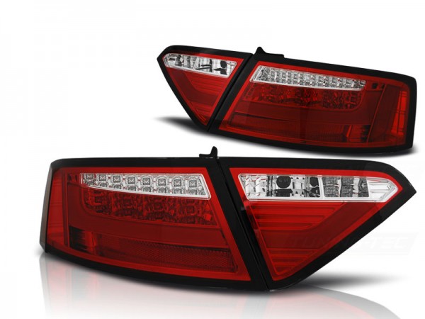 LED Lightbar Rückleuchten für Audi A5 Coupe Sportback Bj. 07-11 Rot/Chrom