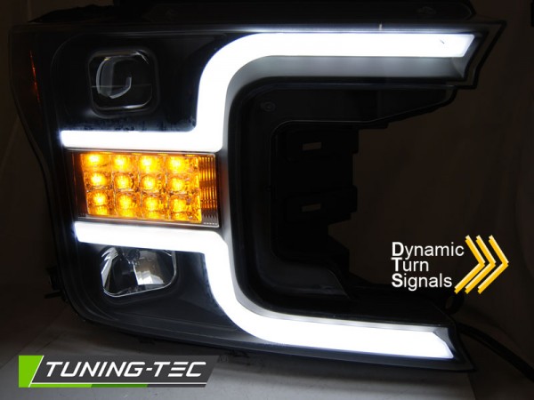 Scheinwerfer LED Tagfahrlicht Optik für Ford F150 MK13 Bj. 17-20 Schwarz mit LED Blinker