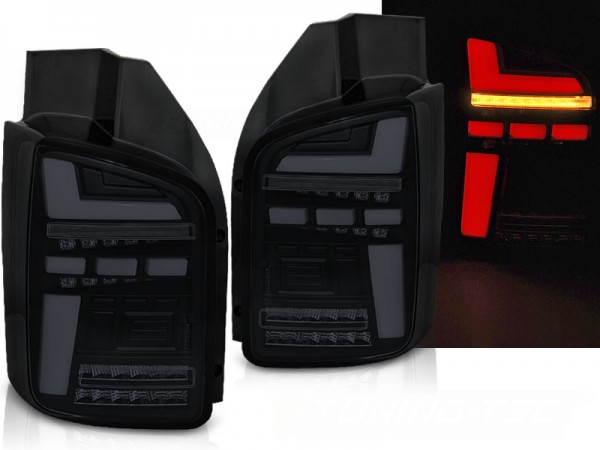 Voll LED Lightbar Rückleuchten für VW T5 GP Facelift Bj. 09-15 Smoke (Flügeltüren)