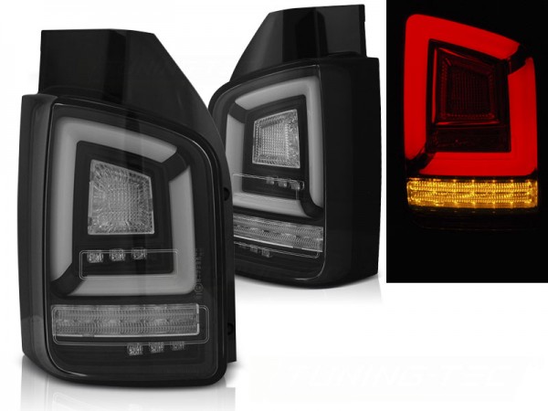 Voll LED Lightbar Rückleuchten fürVW T5 GP Facelift Bj. 09-15 Schwarz (Flügeltüren)