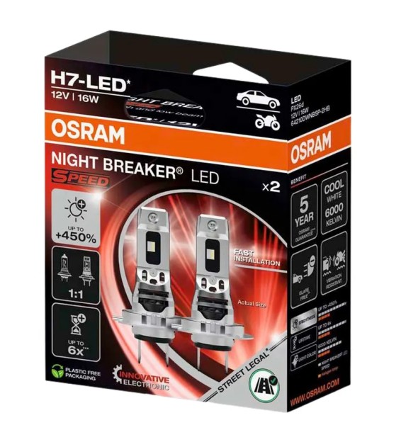 OSRAM NIGHT BREAKER H7 LED SPEED 450% 6000K für Alfa Romeo 156 159