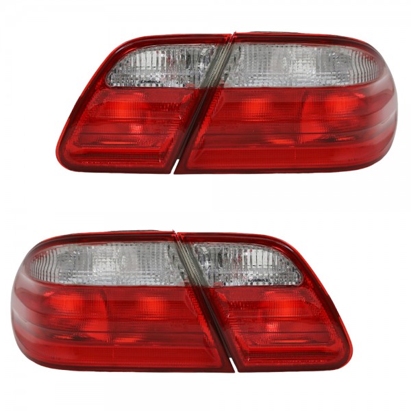 Rückleuchten Klarglas für Mercedes E-Klasse W210 Limo Bj. 95-02 Rot/Chrom