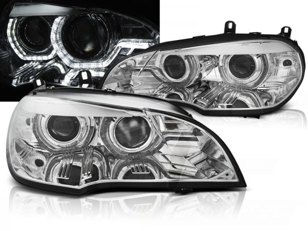 Xenon Scheinwerfer DRL LED Tagfahrlicht für BMW X5 E70 Bj. 07-10 Chrom