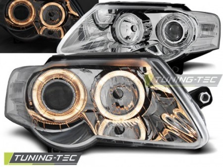 Scheinwerfer Angel Eyes für VW Passat 3C B6 Bj. 05-10 Chrom