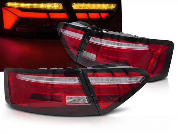 Voll LED Lightbar Rückleuchten für Audi A5 Coupe Cabrio Sportback Bj. 11-16 Rot/Chrom