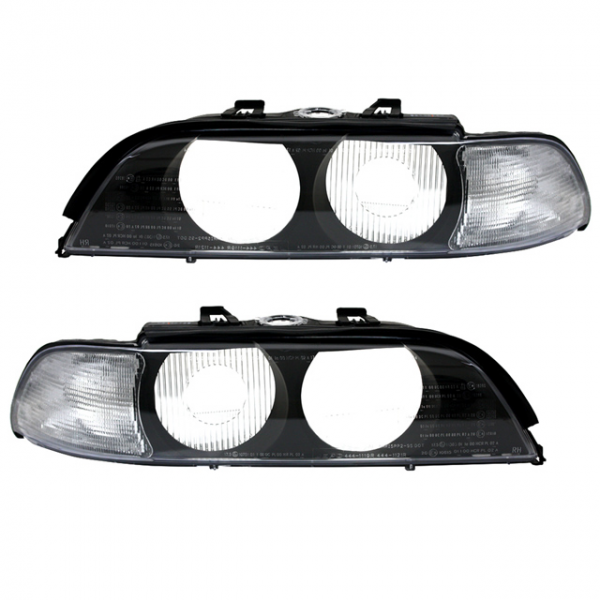 Scheinwerfer Streuscheiben Set Xenon für BMW 5er E39 Bj. 95-00 Schwarz Weiß
