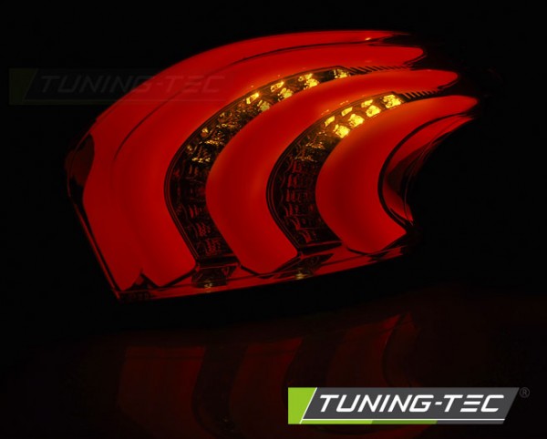 LED Lightbar Rückleuchten für Peugeot 208 Bj. 12-15 Rot/Chrom mit LED Blinker