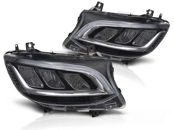LED Scheinwerfer Tagfahrlicht für Mercedes Sprinter W907 W910 Bj. 18-23 Schwarz / Chrom