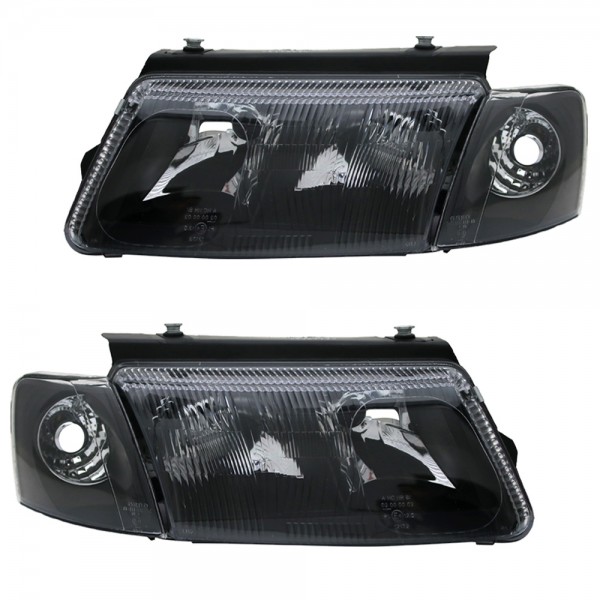 Scheinwerfer Klarglas für VW Passat 3B Bj. 96-00 Schwarz mit NSW