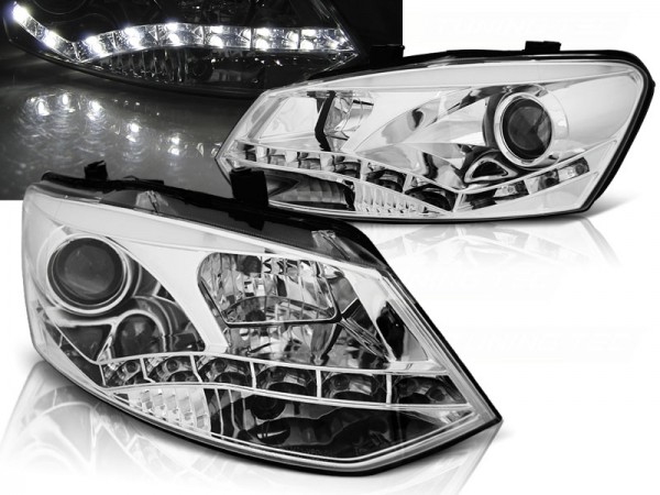 Scheinwerfer DRL LED Tagfahrlicht für VW Polo 6R 6C Bj. 09-17 Chrom