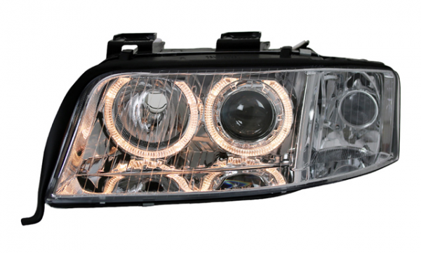 Xenon Scheinwerfer Angel Eyes für Audi A6 C5 4B Bj. 01-04 Chrom