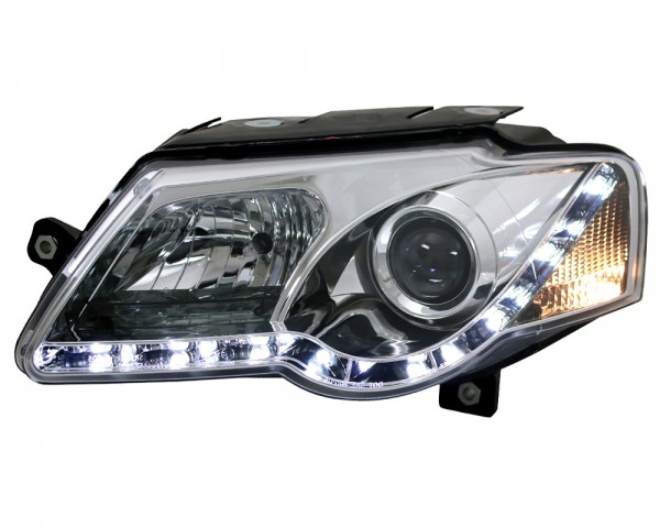 Scheinwerfer LED Tagfahrlicht Optik für VW Passat 3C B6 Bj. 05-10 Chrom