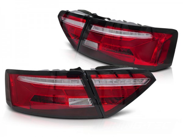 Voll LED Lightbar Rückleuchten für Audi A5 Coupe Cabrio Sportback Bj. 11-16 Rot/Chrom
