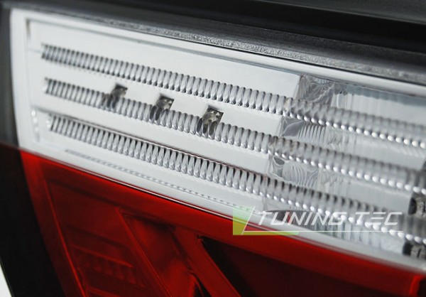 LED Lightbar Rückleuchten für BMW E60 Limo Bj. 03-07 Rot/Chrom
