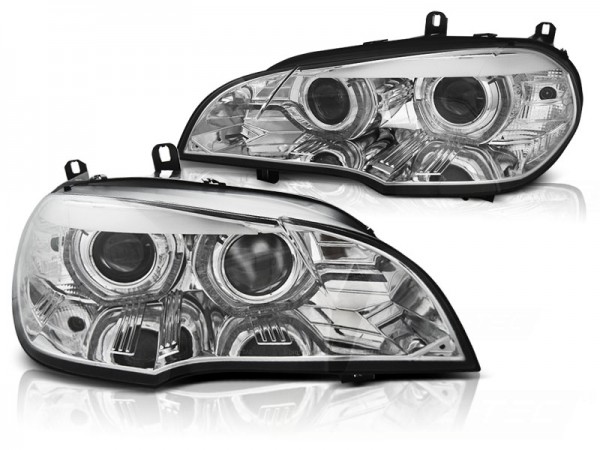 Xenon Scheinwerfer DRL LED Tagfahrlicht für BMW X5 E70 Bj. 07-10 Chrom