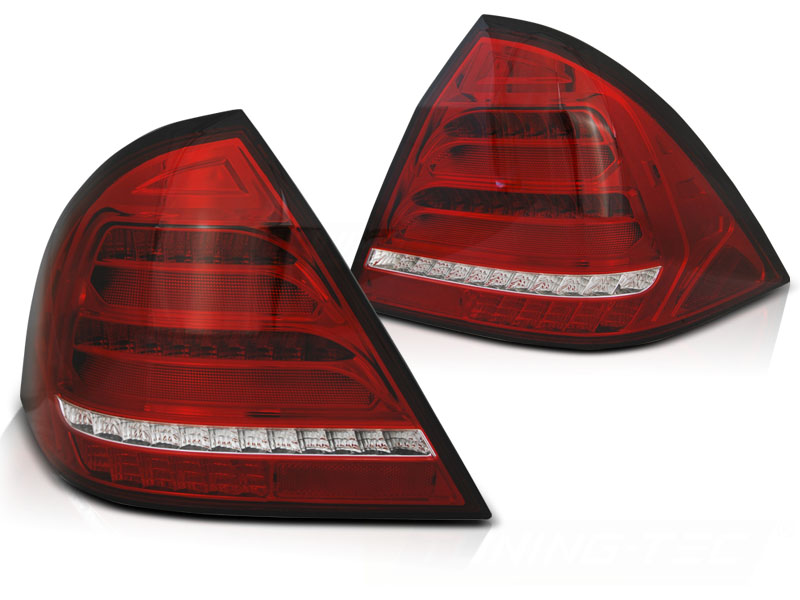 Voll LED Lightbar Rückleuchten für Mercedes C-Klasse W203 Limo Bj. 04-07 Rot/Chrom