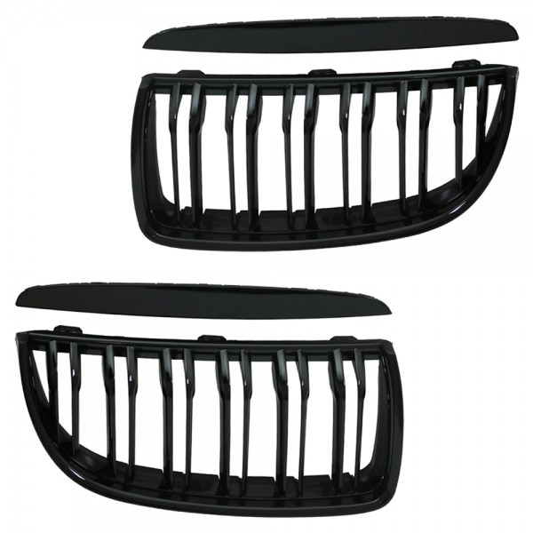 Nieren Kühlergrill für 3er BMW E90 E91 Bj. 05-08 Schwarz Klavierlack Doppelsteg