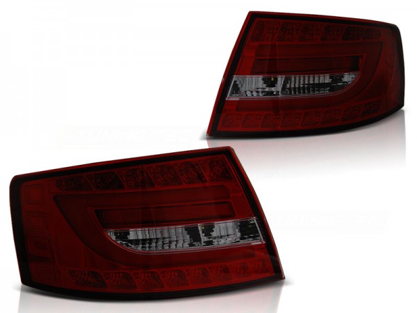 LED Lightbar Rückleuchten für Audi A6 C6 4F Limo Bj. 04-08 Rot/Smoke 6-PIN