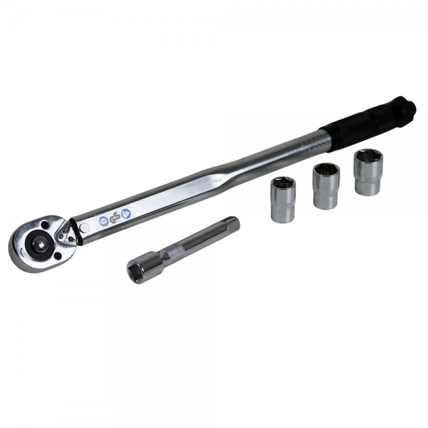 Drehmoment Schlüssel 1/2 Zoll 40-210Nm + Verlängerung + Nüsse 17+19+21mm