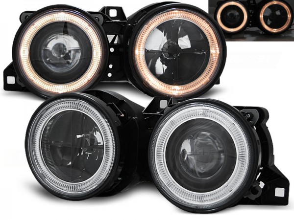 Scheinwerfer Angel Eyes für BMW 3er E30 Bj. 82-94 Schwarz