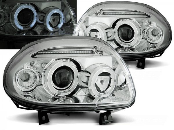 Scheinwerfer Angel Eyes für Renault Clio 2 Bj. 98-01 Chrom