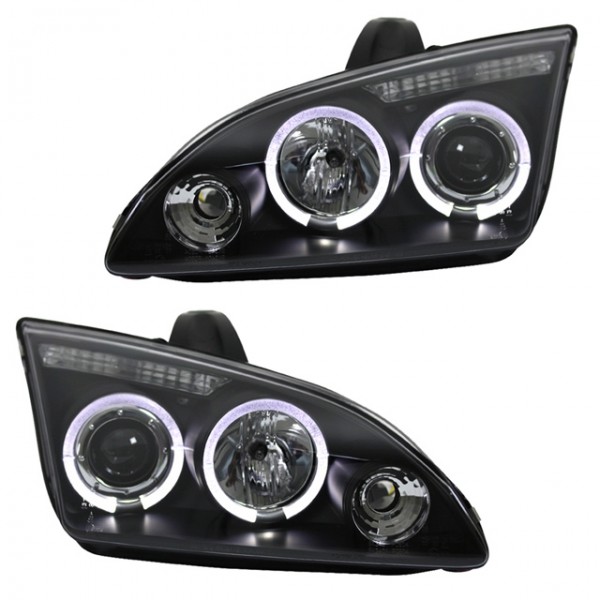 Scheinwerfer Angel Eyes für Ford Focus 2 Bj. 04-08 Schwarz