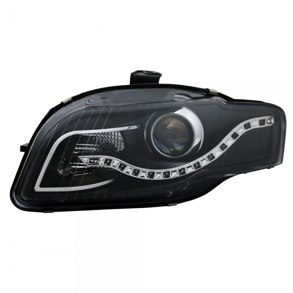 Scheinwerfer LED Tagfahrlicht Optik für Audi A4 B7 Bj. 04-08 Schwarz