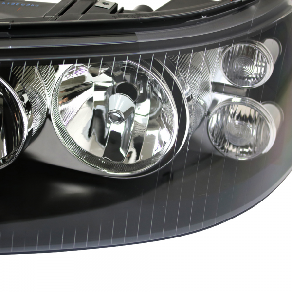 Doppellinsen Scheinwerfer Klarglas für VW T5 Bj. 03-09 Schwarz