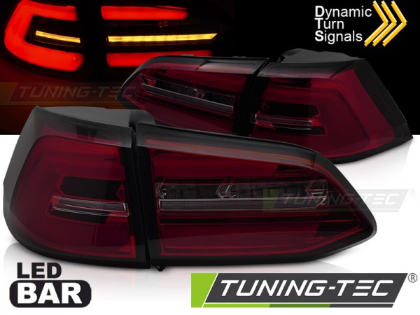Voll LED Lightbar Rückleuchten für VW Golf 7 (VII) Variant Bj. 13-17 Rot/Smoke