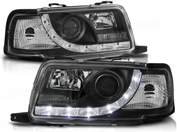 Scheinwerfer LED Tagfahrlicht Optik für Audi 80 B4 Bj. 91-96 Schwarz