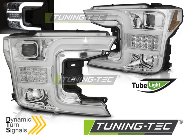 Scheinwerfer LED Tagfahrlicht Optik für Ford F150 MK13 Bj. 17-20 Chrom mit LED Blinker