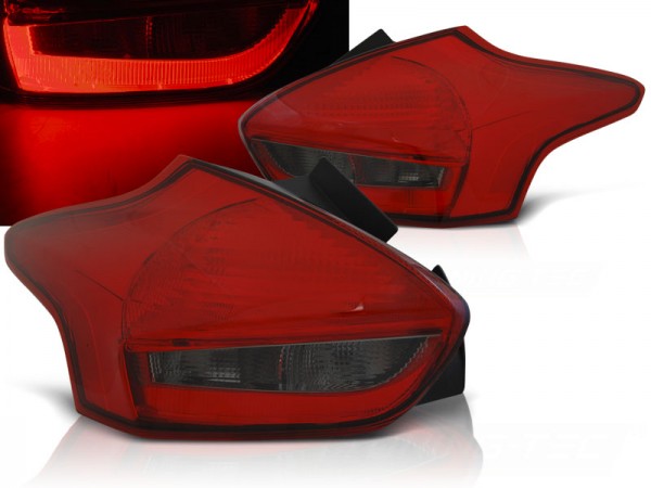 LED Lightbar Rückleuchten für Ford Focus MK3 Bj. 15-18 Rot/Smoke