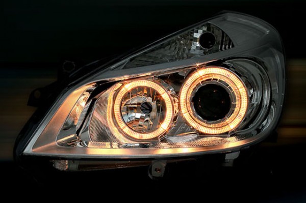 Scheinwerfer Angel Eyes für Renault Clio 3 Bj. 05-09 Chrom