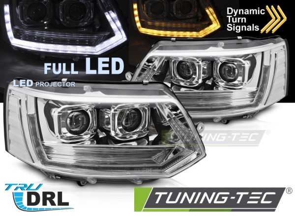 Voll LED Scheinwerfer Tagfahrlicht für VW T5 GP Facelift Bj. 10-15 Chrom mit LED Blinker