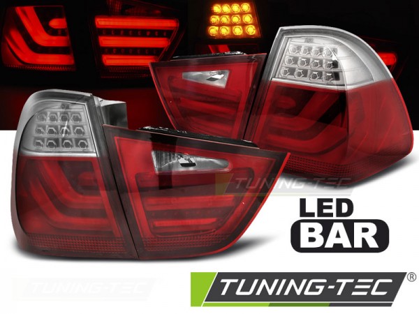 LED Lightbar Rückleuchten für BMW E91 LCI Touring Bj. 08-12 Rot/Chrom