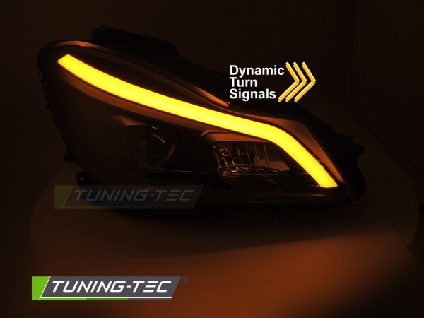 Scheinwerfer LED Tagfahrlicht für Mercedes C-Klasse W204 Bj. 11-15 Schwarz Glanz