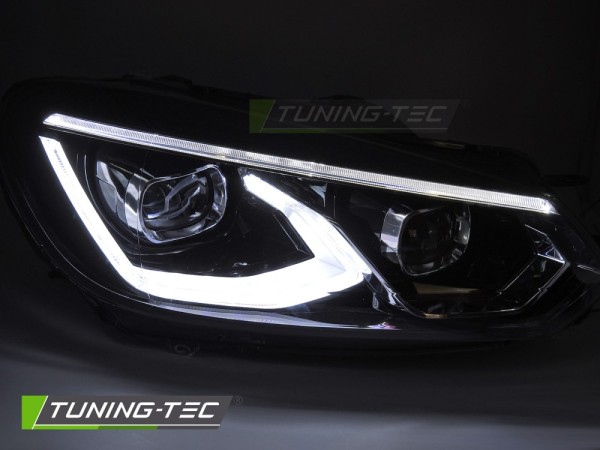 Voll LED Scheinwerfer Tagfahrlicht für VW Golf 6 Bj. 08-13 Schwarz mit LED Blinker