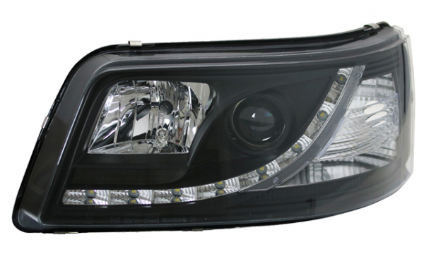 Scheinwerfer LED Tagfahrlicht Optik für VW T5 Bj. 03-09 Schwarz