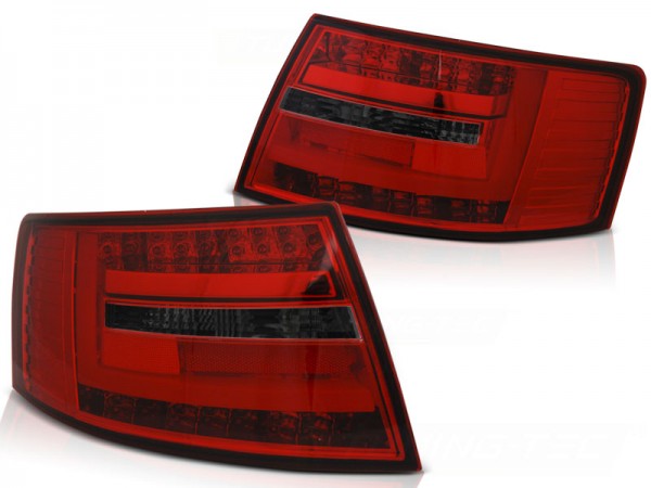 LED Lightbar Rückleuchten für Audi A6 C6 4F Limo Bj. 04-08 Rot/Smoke 6-PIN