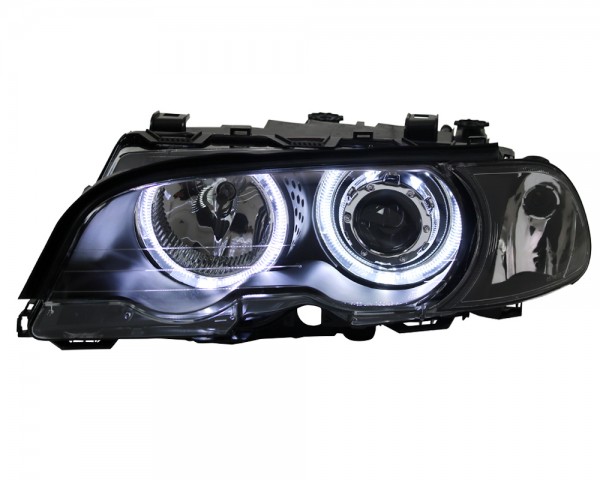 Scheinwerfer LED Angel Eyes für BMW 3er E46 Coupe Cabrio Bj. 99-03 Schwarz