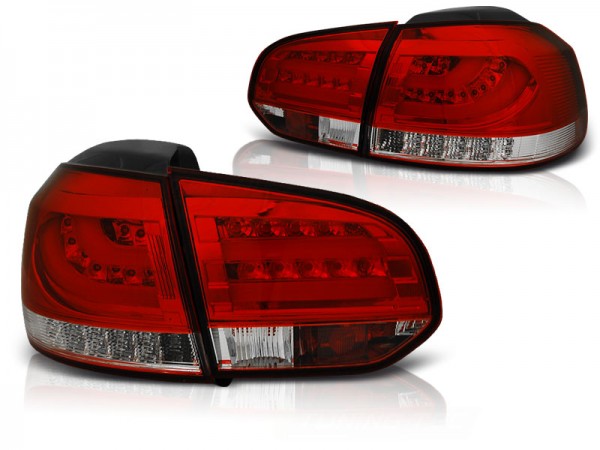 LED Lightbar Rückleuchten für VW Golf 6 (VI) Bj. 08-12 Rot/Chrom