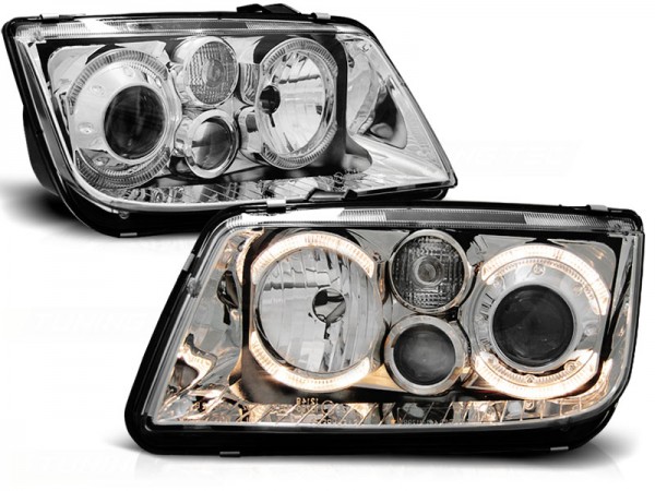 Scheinwerfer Angel Eyes für VW Bora Bj. 98-05 Chrom