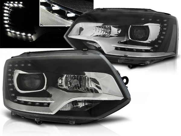 Scheinwerfer DRL LED Tagfahrlicht für VW T5 GP Facelift Bj. 10-15 Schwarz