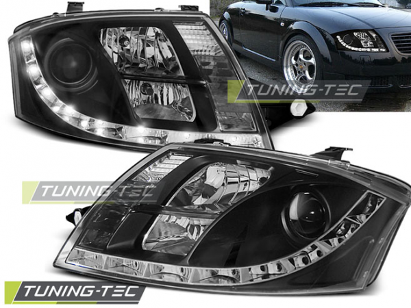Scheinwerfer LED Tagfahrlicht Optik für Audi TT 8N Bj. 99-06 Schwarz