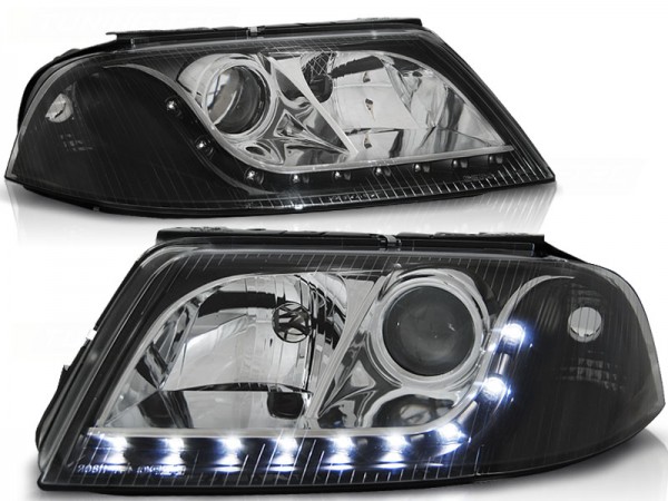 Scheinwerfer LED Tagfahrlicht Optik für VW Passat 3BG Bj. 00-05 Schwarz