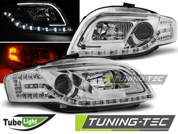 Scheinwerfer LED Tagfahrlicht Optik für Audi A4 B7 Bj. 04-08 Chrom LTI