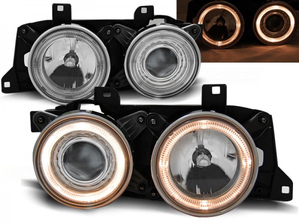 Scheinwerfer Angel Eyes für BMW 5er E34 7er E32 Bj. 86-95 Chrom
