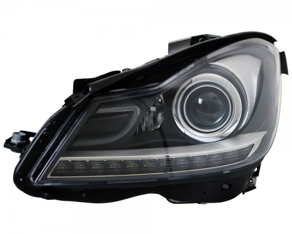 Scheinwerfer LED Tagfahrlicht Optik für Mercedes C-Klasse W204 Bj. 11-15 Schwarz